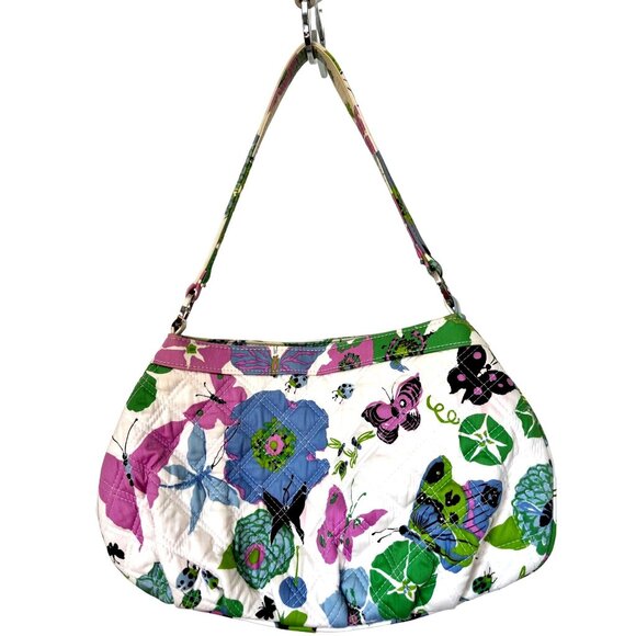 Vera Bradley Quilted Shoulder Bag Multicolor Floral Butterflies Dot Lining - Picture 2 of 6